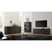 Taylor TV Stand With 2 Doors 3 Drawers In Black Marble Effect