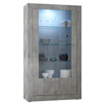 Nitro Display Cabinet In Concrete Effect With 2 Doors And LED