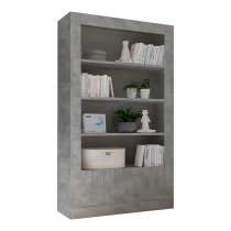 Nitro Wooden Bookcase With 2 Doors 3 Shelves In Concrete Effect