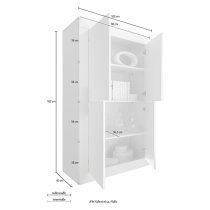 Taylor Wooden Highboard With 4 Doors In Matt Black And Pero