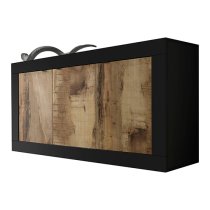 Taylor Wooden Sideboard With 3 Doors In Matt Black And Pero