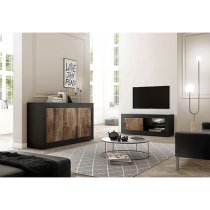 Taylor Wooden Sideboard With 3 Doors In Matt Black And Pero