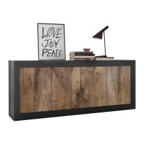 Taylor Wooden Sideboard With 4 Doors In Matt Black And Pero