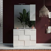 Aleta 100cm Bathroom Mirror And White Unit And LED Lights