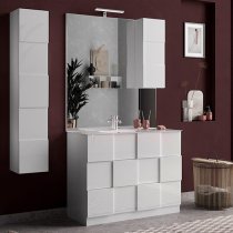 Aleta 100cm Bathroom Mirror And White Unit And LED Lights