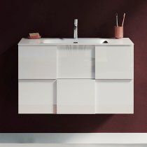 Aleta High Gloss 80cm Wall Vanity Unit And 2 Drawers In White