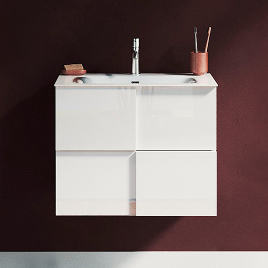 Aleta High Gloss 60cm Wall Vanity Unit And 2 Drawers In White