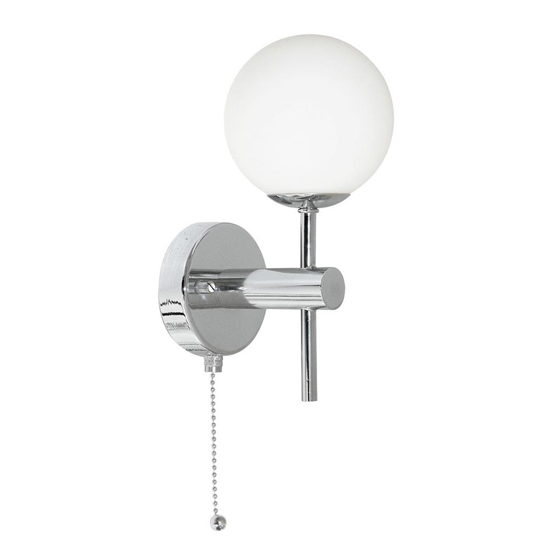 Global LED Opal Glass Bathroom Wall Light In Chrome