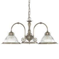 American 3 Lights Ceiling Pendant Light In Antique Brass