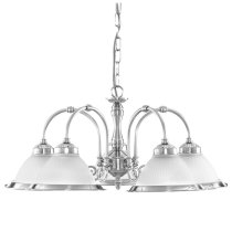 American 5 Lights Ceiling Pendant Light In Satin Silver