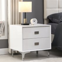 Mayfair High Gloss Bedside Cabinet With 2 Drawers In White