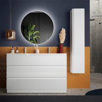 Nitro High Gloss 120cm Floor Vanity Unit With 3 Drawers In White