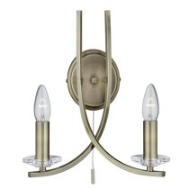 Ascona 2 Lights Clear Glass Wall Light In Antique Brass