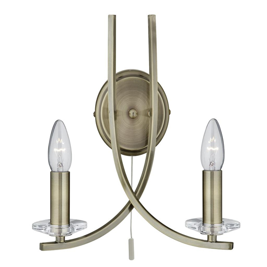 Ascona 2 Lights Clear Glass Wall Light In Antique Brass