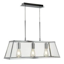 Voyager 3 Lights Clear Glass Bar Pendant Light In Chrome