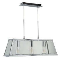 Voyager 3 Lights Clear Glass Bar Pendant Light In Chrome