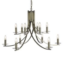 Ascona 12 Lights Clear Glass Pendant Light In Antique Brass