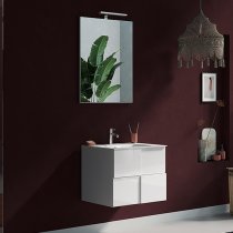 Aleta 60cm High Gloss Wall Bathroom Furniture Set In White