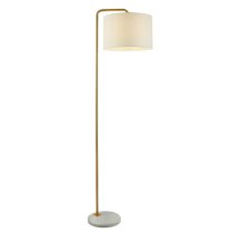 Gallow White Fabric Shade Floor Lamp With Marble Base In Gold