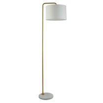 Gallow White Fabric Shade Floor Lamp With Marble Base In Gold