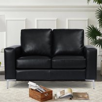 Baltic Faux Leather 2 Seater Sofa In Black