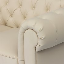 Hertford Chesterfield Faux Leather 2 Seater Sofa In Ivory