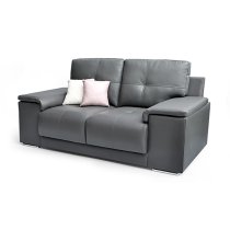 Kensington Faux Leather 2 Seater Sofa In Dark Grey