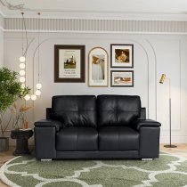 Kensington Faux Leather 2 Seater Sofa In Black