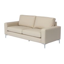 Baltic Faux Leather 3 Seater Sofa In Ivory