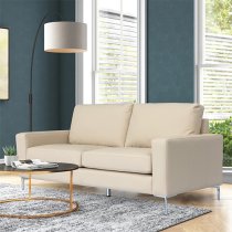 Baltic Faux Leather 3 Seater Sofa In Ivory