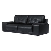 Kensington Faux Leather 3 Seater Sofa In Black