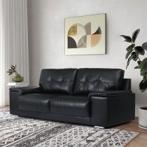 Kensington Faux Leather 3 Seater Sofa In Black