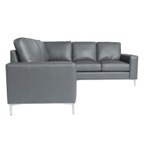 Baltic Faux Leather Corner Sofa In Dark Grey