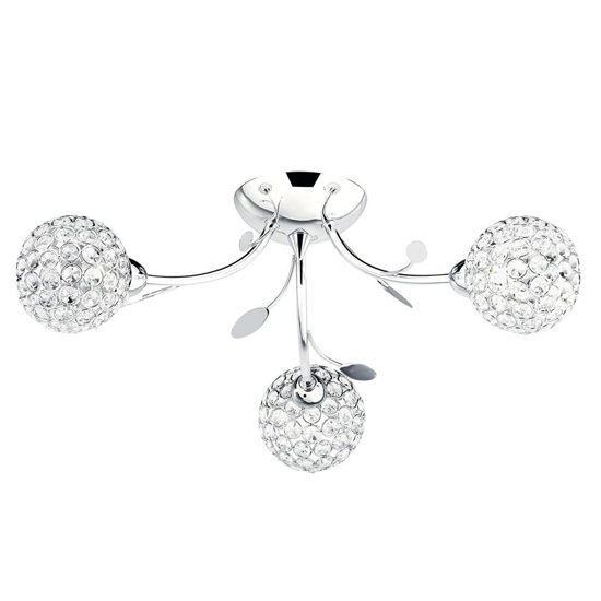 Bellis II 3 Lights Clear Glass Flush Ceiling Light In Chrome