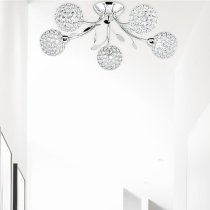 Bellis II 5 Lights Clear Glass Flush Ceiling Light In Chrome