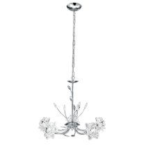 Bellis 5 Lights Clear Glass Ceiling Pendant Light In Chrome