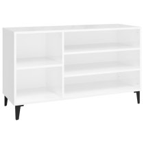 Clanton High Gloss Shoe Storage Bench In White