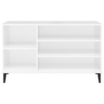 Clanton High Gloss Shoe Storage Bench In White