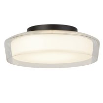 Puck Opal Flush Bathroom Ceiling Light In Black