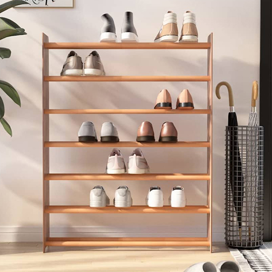 Cordova 7 Tier Extra Wide Wooden Shoe Storage Rack In Brown