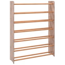 Cordova 7 Tier Extra Wide Wooden Shoe Storage Rack In Brown