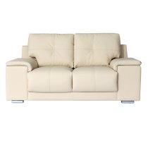 Kensington Faux Leather 3 + 2 Seater Sofa Set In Ivory