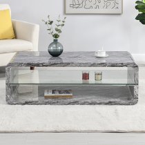 Xono High Gloss Coffee Table With Shelf In Melange Marble Effect