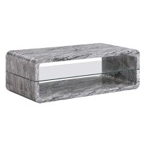 Xono High Gloss Coffee Table With Shelf In Melange Marble Effect