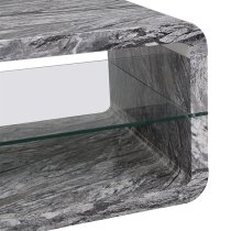 Xono High Gloss Coffee Table With Shelf In Melange Marble Effect