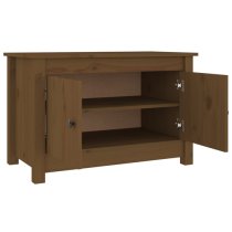 Calistoga Pinewood Shoe Storage Bench With 2 Doors In Honey Brown