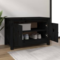 Calistoga Pinewood Shoe Storage Bench With 2 Doors In Black