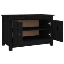 Calistoga Pinewood Shoe Storage Bench With 2 Doors In Black