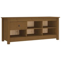 Carlsbad Pinewood Shoe Storage Bench In Honey Brown