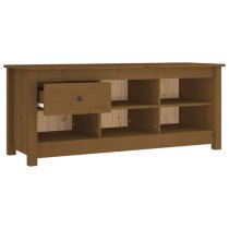 Carlsbad Pinewood Shoe Storage Bench In Honey Brown